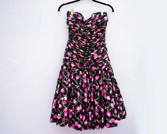Vintage Victor Costa strapless flower dress