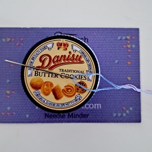 Cookie Can Needle Minder Blue Tin Box