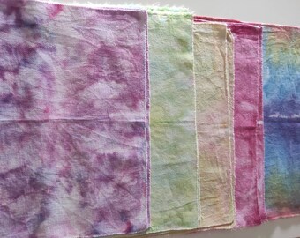 Aida 100% cotton hand dyed 14 stitch fabric for cross stitch embroidery. Rainbow, Lillac, Green/Yellow, Green/Orange, Pink.