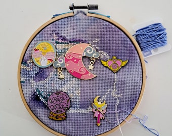 Sailor Moon Needle Minders: Magic Moon Scepter, Heart Pin, Artemis and Luna Sailor Moon, Mercury,  Sakura Cardcaptor, Cristal Ball Witch