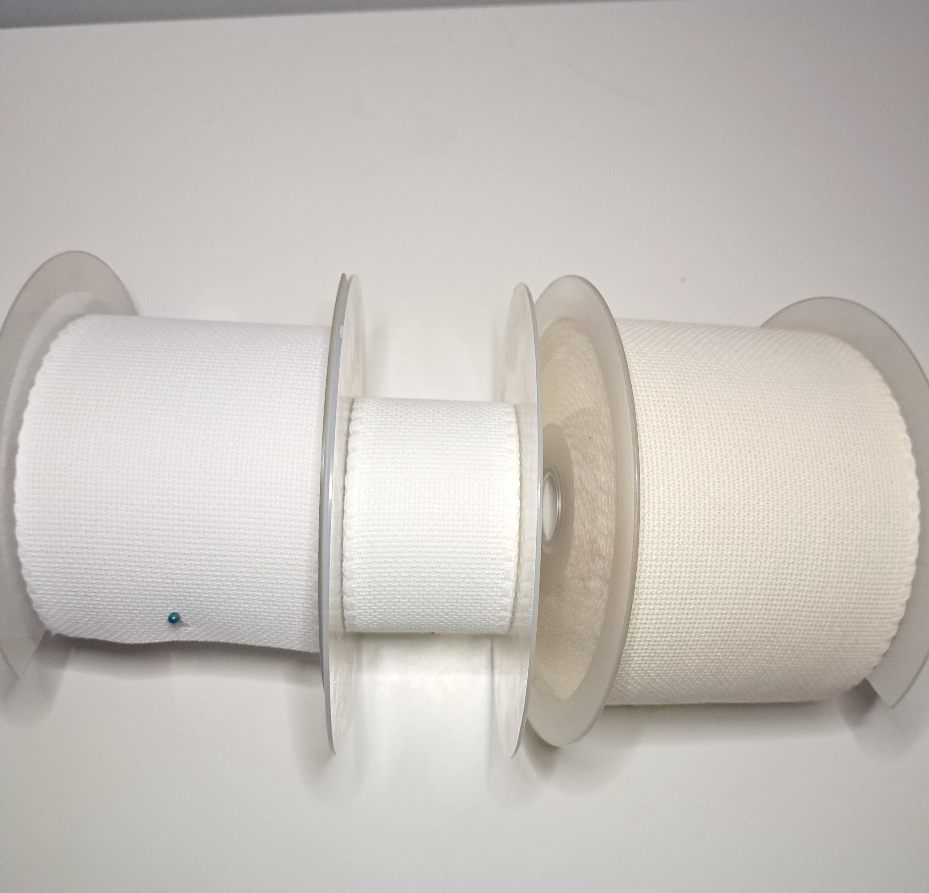 Aida 14 ct fabric ribbon for white and beige bookmark.