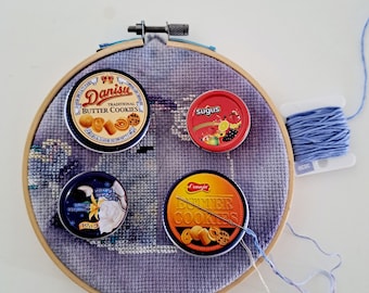 Cookie Can Needle Minder Blue Tin Box