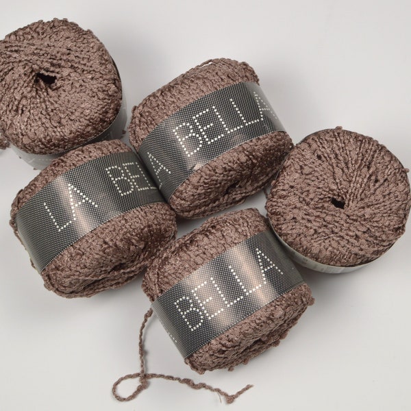 Filatura Di Crosa, lot de 5 pelotes de fil La Bella de couleur taupe, Fil à tricoter texturé