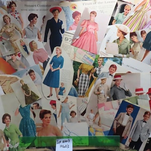 May include: A collage of vintage fashion advertisements from the 1960s, featuring women and men in various outfits. The images showcase dresses, suits, and casual wear in a variety of colors and styles. The text "Smart Cottons" is visible.