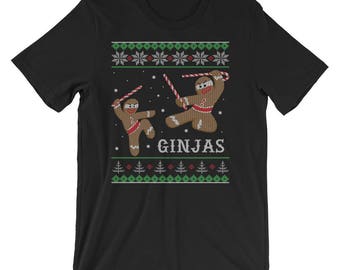 Gingerbread Ninjas Ginjas Gingerbread Christmas Shirt Short-Sleeve Unisex T-Shirt