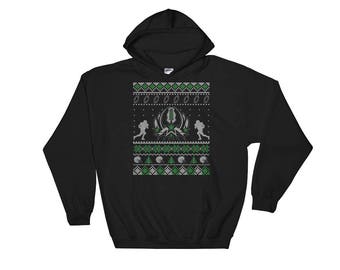 Ugly Christmas Sweater Style Football Hooded Sweatshirt