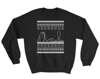 Roller Coaster Carnival Scene Ugly Christmas Sweater Style Sweatshirt