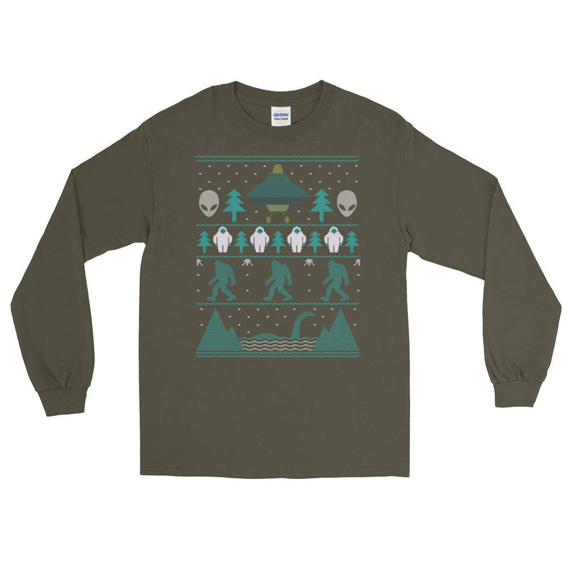 Sci Fi Bigfoot Aliens Yeti Ugly Christmas Sweater Funny Long - Etsy