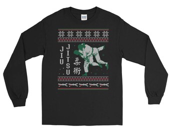 Jiu Jitsu Bjj Ugly Christmas Sweater Style Design Long Sleeve T-Shirt