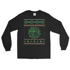 Vegan Vegetarian Vegetable Christmas Sweater Style Shirt Long Sleeve T-Shirt