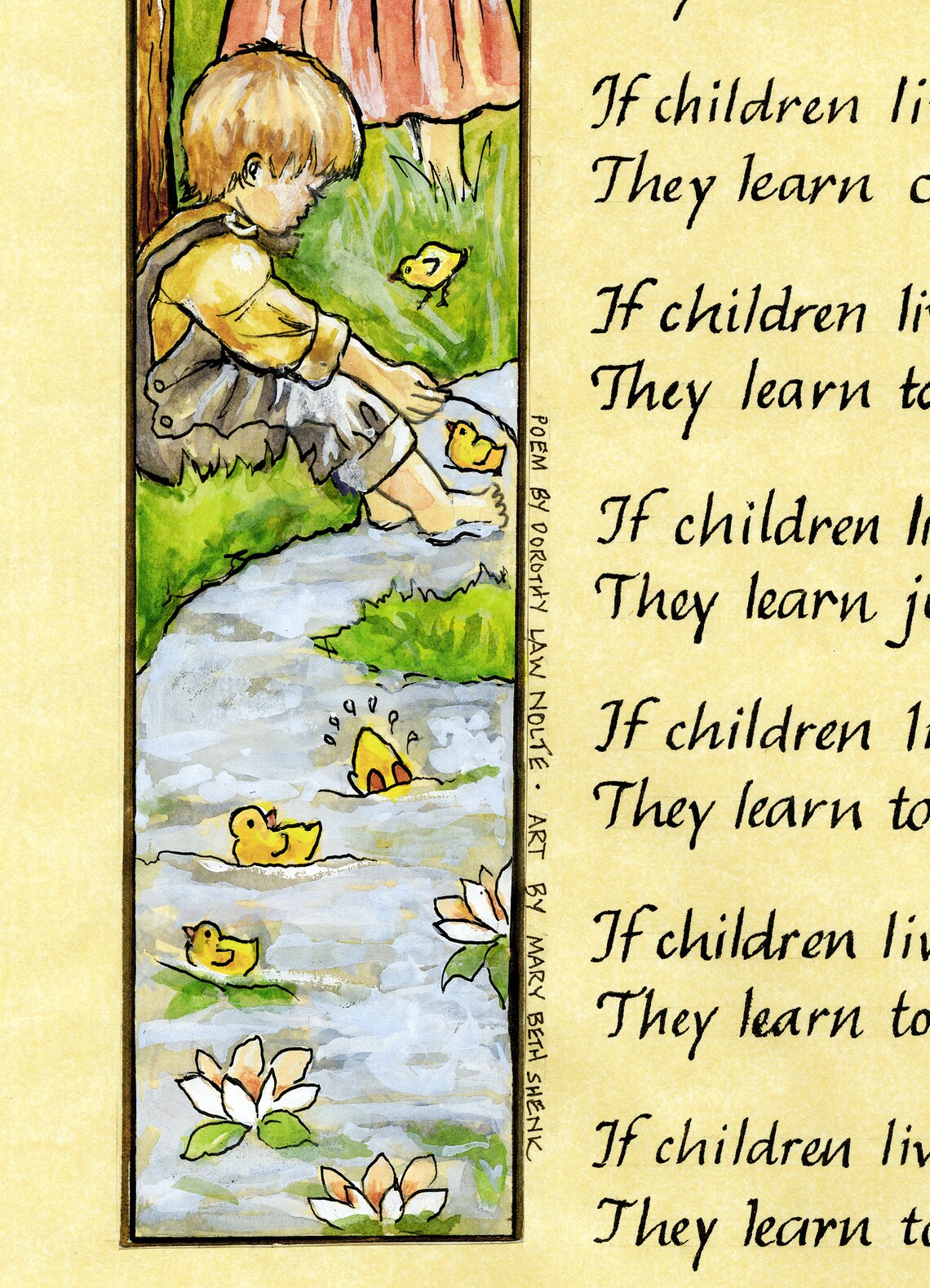 Children Learn What They Live Calligraphy &amp; Watercolor Print - Etsy