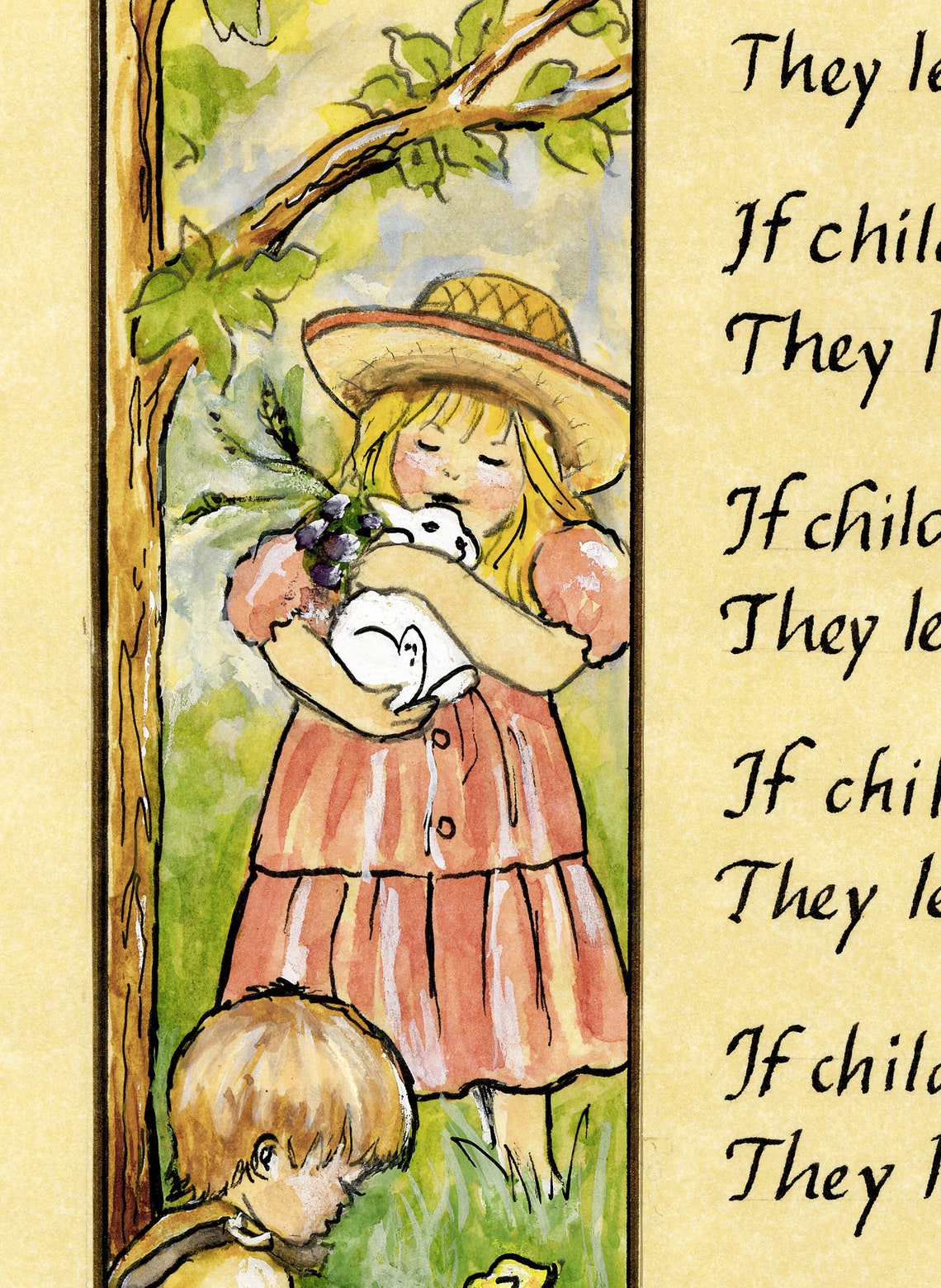 Children Learn What They Live Calligraphy &amp; Watercolor Print - Etsy