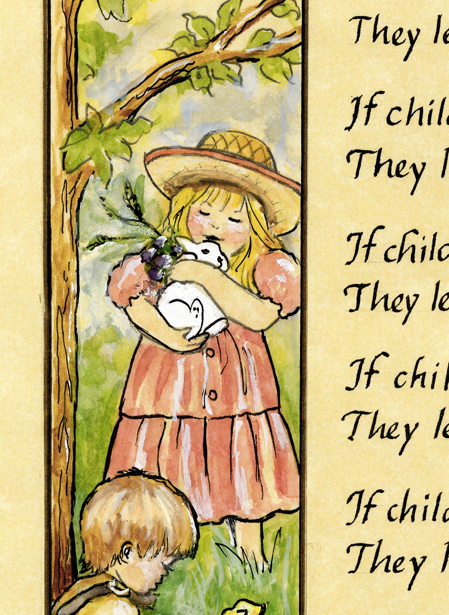 Children Learn What They Live Calligraphy &amp; Watercolor Print - Etsy