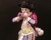 1800s German Porcelain Meissen Dresden Boy Figure Pen Stand Holder Figurine Ink