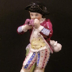 1800s German Porcelain Meissen Dresden Boy Figure Pen Stand Holder Figurine Ink~