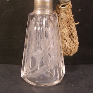 Vintage Intaglio DEEP Cut Crystal Engraved Carved MOSER Glass Perfume Scent Bottle