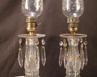 antique crystal table lamps with prisms