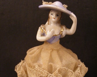 Hand Carved Wooden Statue Woman Bruges Brugge Lace Maker Folk Art Lovely Sculpture