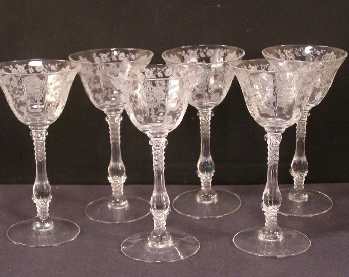 Rare Cambridge Rosepoint Crystal Wine Goblets - Set of 6 - Etsy