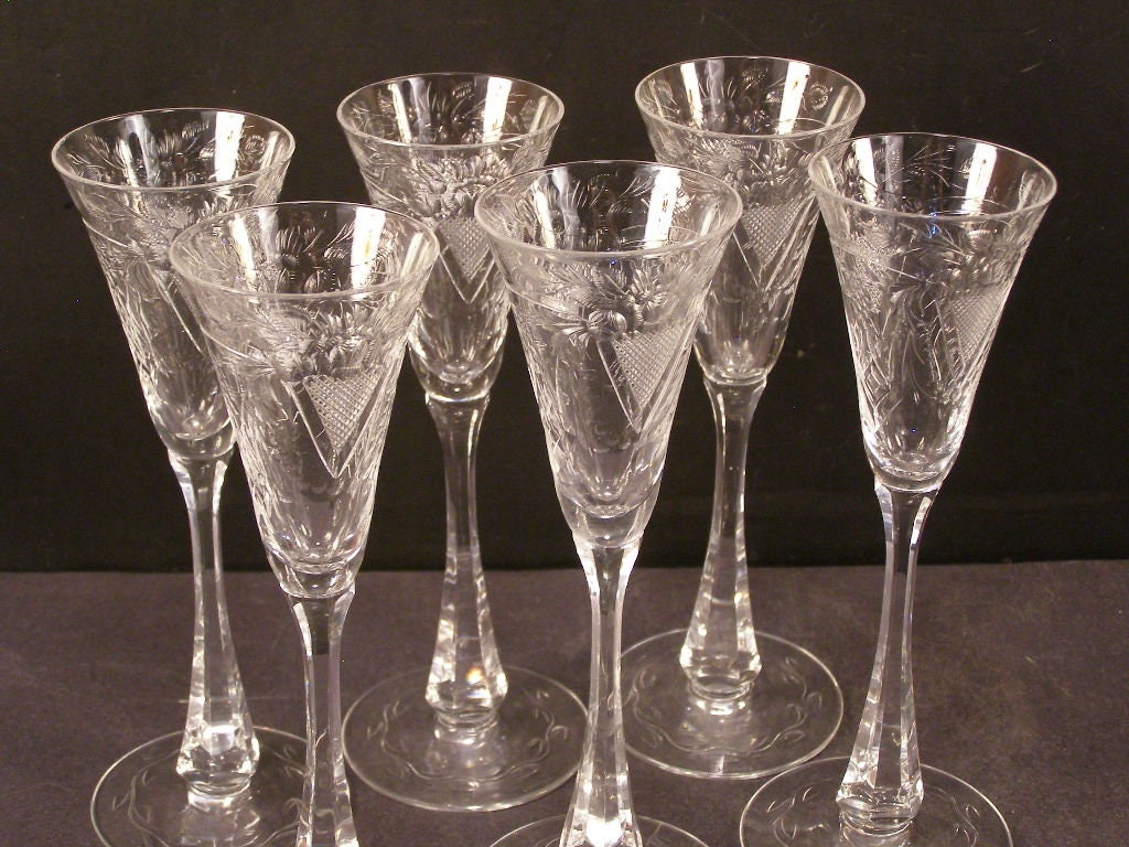 6 Antique HAWKES Cut Etch Blown Cordials Stem Crystal Elegant Wine Glass  Barware - Etsy