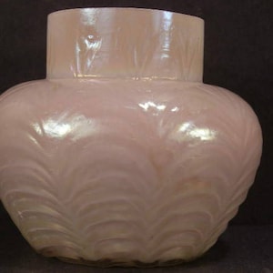 Antique Kralik Czech Art Draped Iridescent Cased Glass White Flower Vase Bohemian