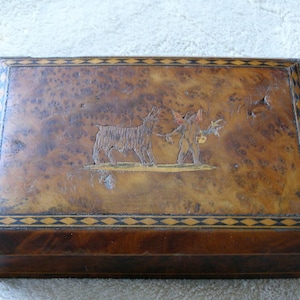 19c Tunbridgeware Sorrento Marquetry Inlay Cherub Portrait Jewelry Trinket Box 4