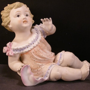 LG Antique Porcelain Bisque Piano Baby Doll Statue Figurine Sculpture Child Play
