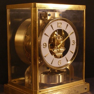 1968 BAKELITE Co Perpetual Motion Atmos LeCOULTRE Cie Carriage Mantle Gilt Clock