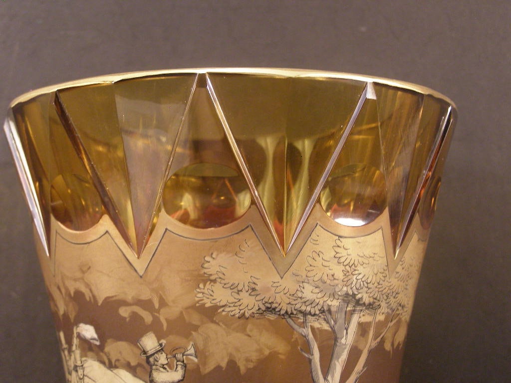 1900's Moser Bohemian Gilt PAINTED Cut Crystal Vase Signed 1900's Moser Bohemian Gilt PAINTED Cut Crystal Vase Signed