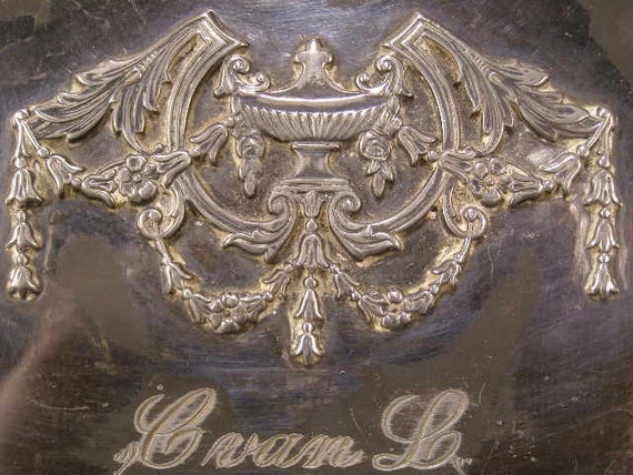 19 c Antique Silver Relief Ormolu Dresser Jewelry… - image 3