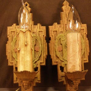 1930&#39;s Art Deco GOTHIC Wall Sconces Hall Lamp Light Fixture by Herman Perla NYC!
