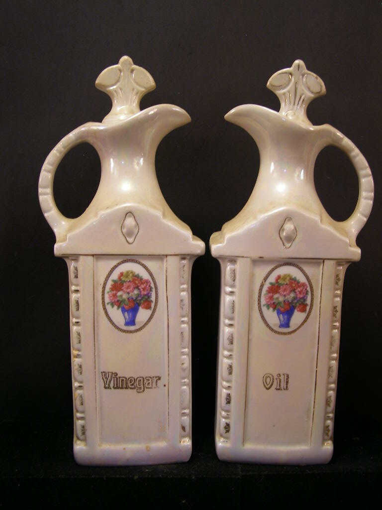 Vintage Mepoco Ware Lustreware Canister Spice Set Salt Box Jar