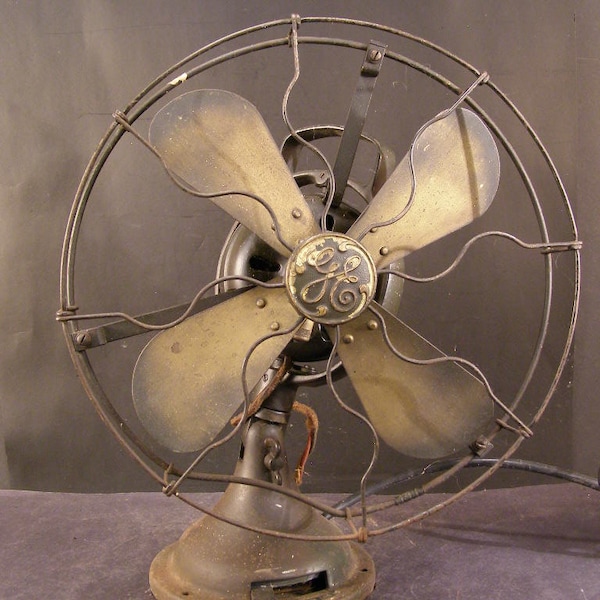 GE 75423 12" Brass Blade 3-Speed Oscillating Cage Fan w/Original LABEL ~[WORKS]~