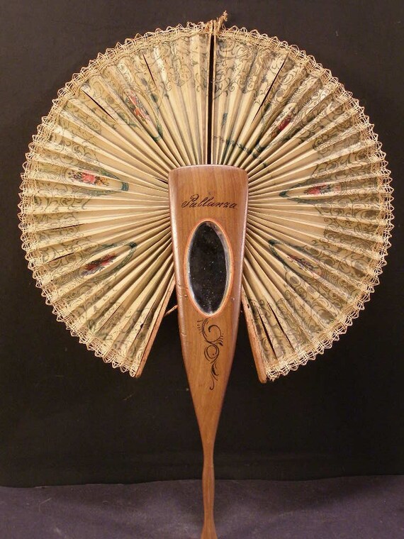 ANTIQUE HAND FAN 19 CENTURY? FROM LACE,HAND PAINTED… Gem