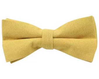 Alfie: Mustard Bow Tie, Cotton and Linen Bow Tie, Mens Bow Ties, Wedding Bow Tie, Gifts for Men, Fathers Day Gifts, Bespoke Bow Tie