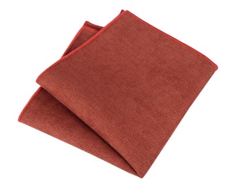 Grace Terracotta Cotton Blend Pocket Square