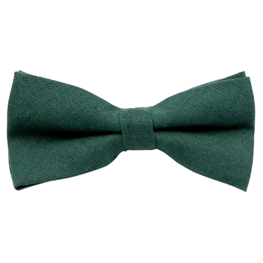 Gilbert Emerald Green Bow Tie, Cotton and Linen Bow Tie, Mens Bow Ties
