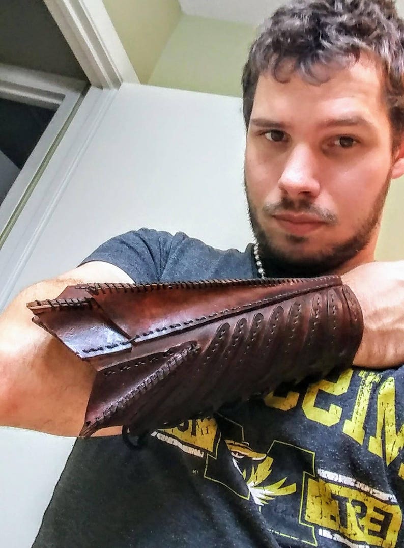 Distressed Brown Premium Handstitched Leather Bracers/arm Etsy