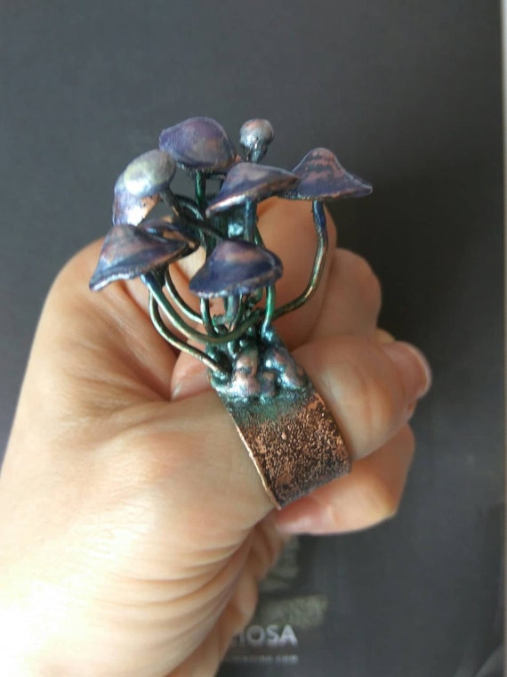 Mushroom Ring Nature Design Boho Rings Unique Unusual Ring