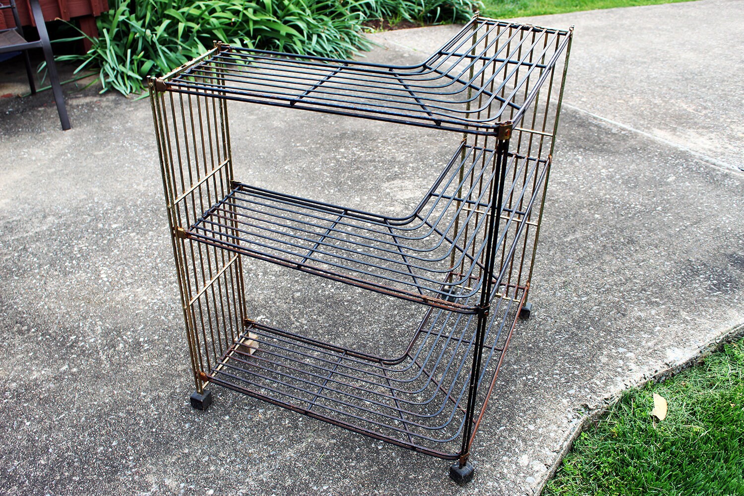 Midcentury Metal Wire Corner Shelving Unit Book Shelves Book Etsy