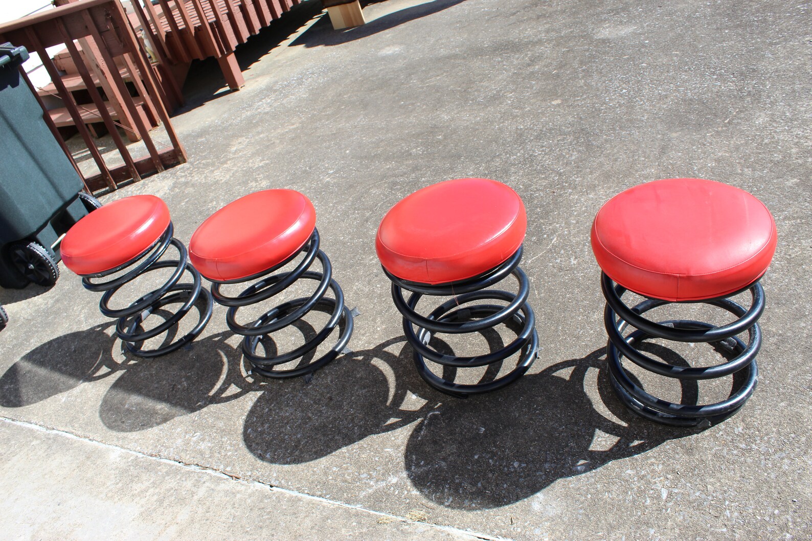 Vintage industrial coil spring stool with cherry red vinyl Etsy
