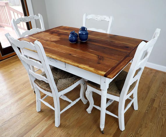 Sold French Country Dining Table And 4 Chairs Set Etsy