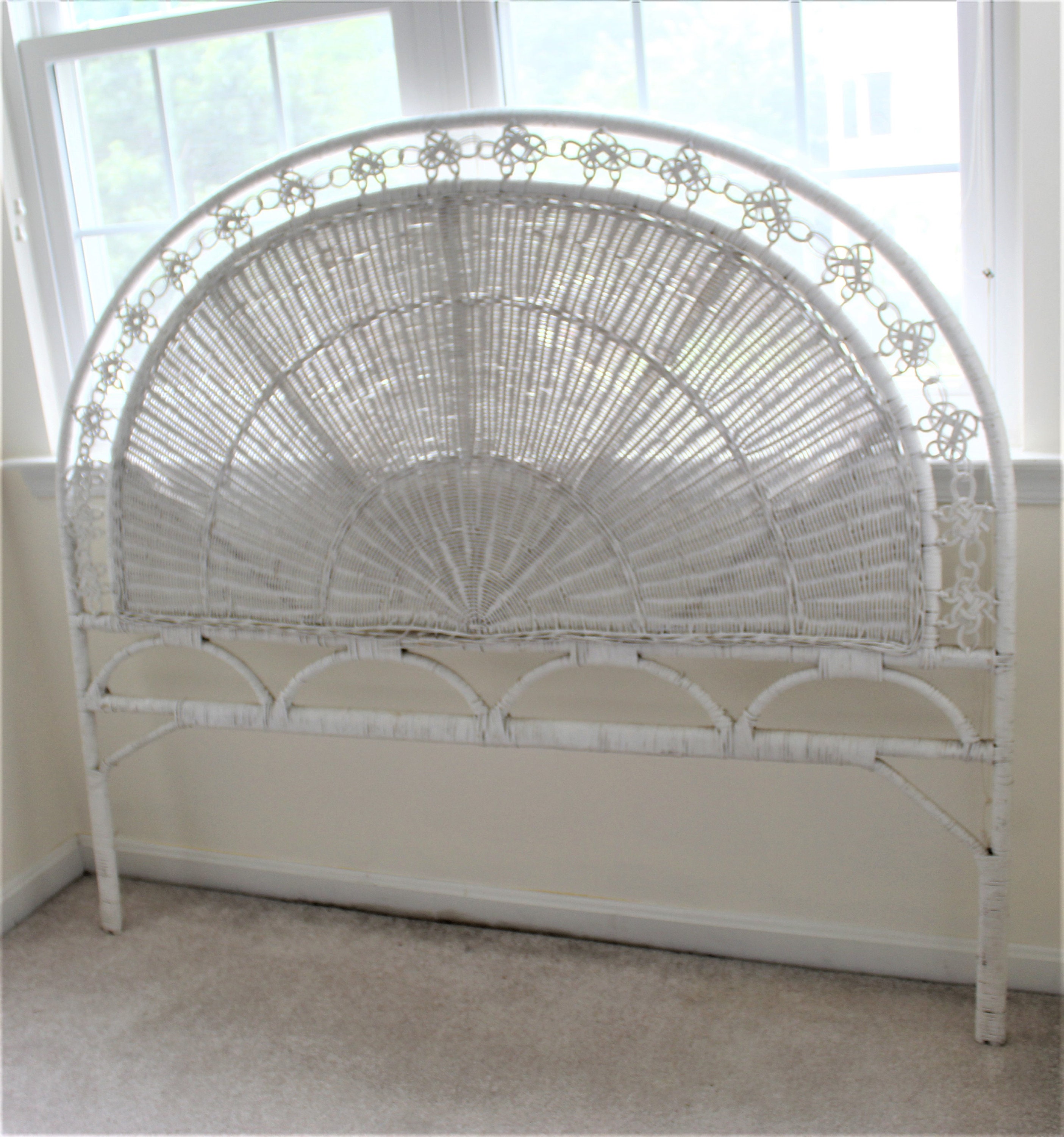 White Wicker Headboard Fits Queen Full or Double Etsy