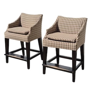 Pair of Lee Industries Linen Slipcovered Upholstered Counter Height Stools
