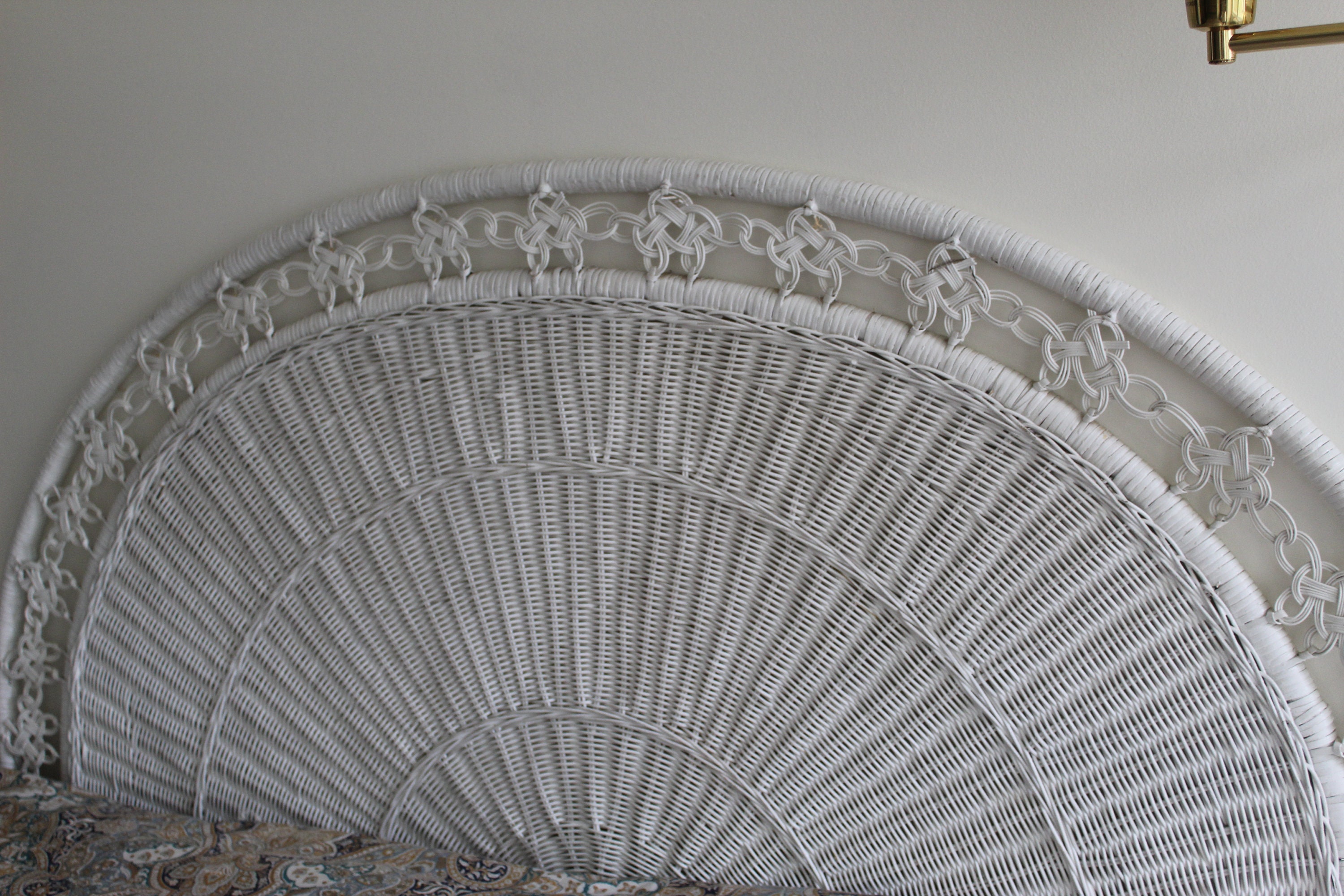 White Wicker Headboard Fits Queen Full or Double Etsy