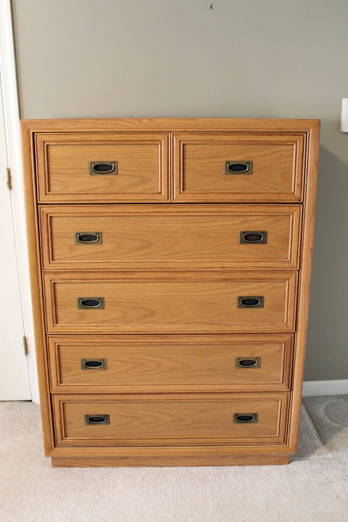Stanley Oak Tall Boy High Boy Dresser | Etsy