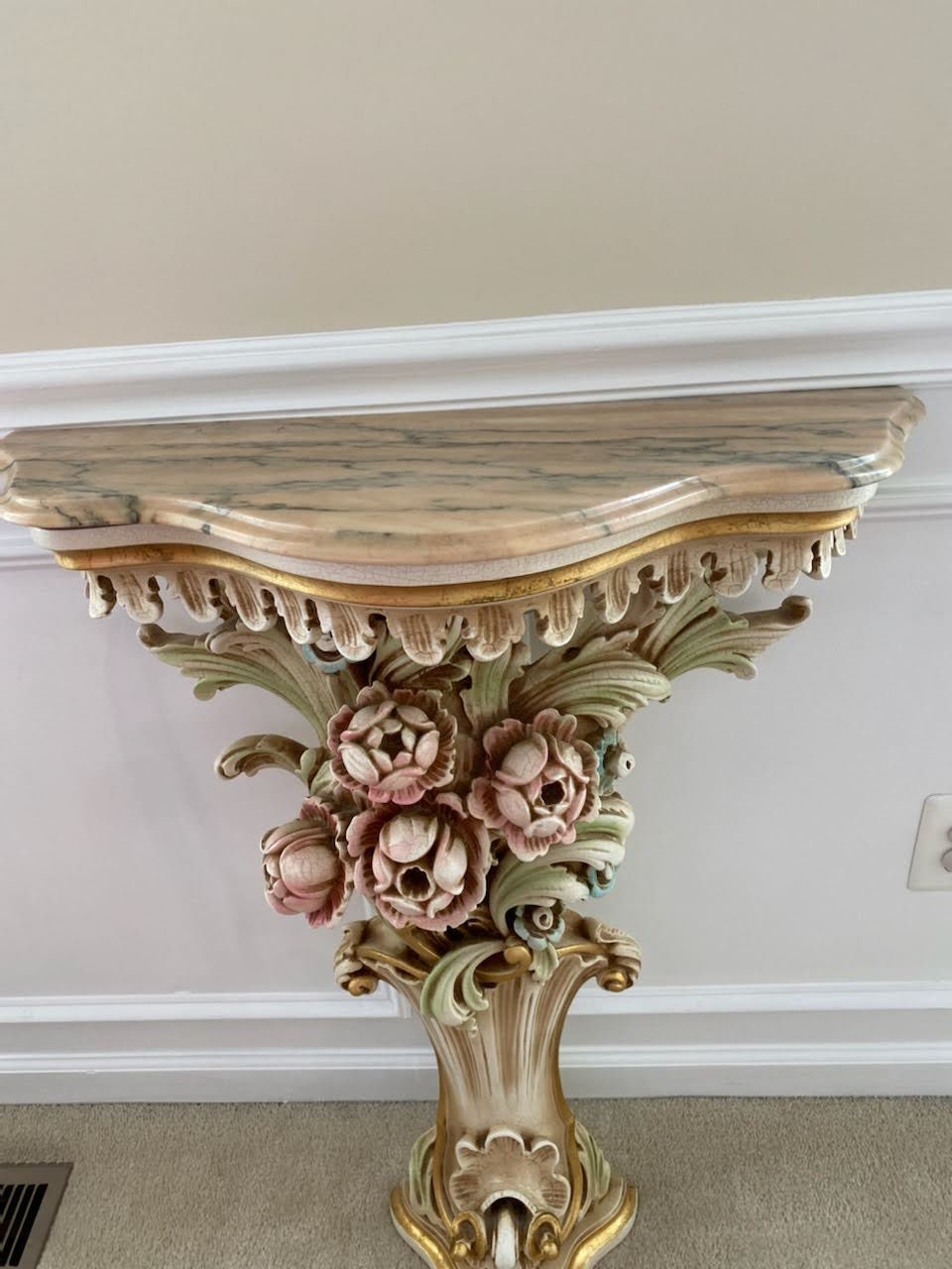 Silik Italian Rococo Carved Wall Mirror and Marble Top Console Etsy