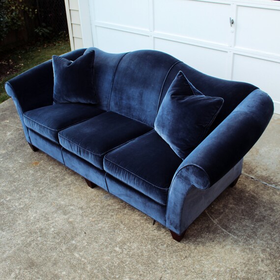 Stickley Navy Blue Velvet Fargo Sofa 95 Long Like Etsy