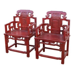 20th Century / Late Qing Dynasty Chinese Elm Wood Red Oxide