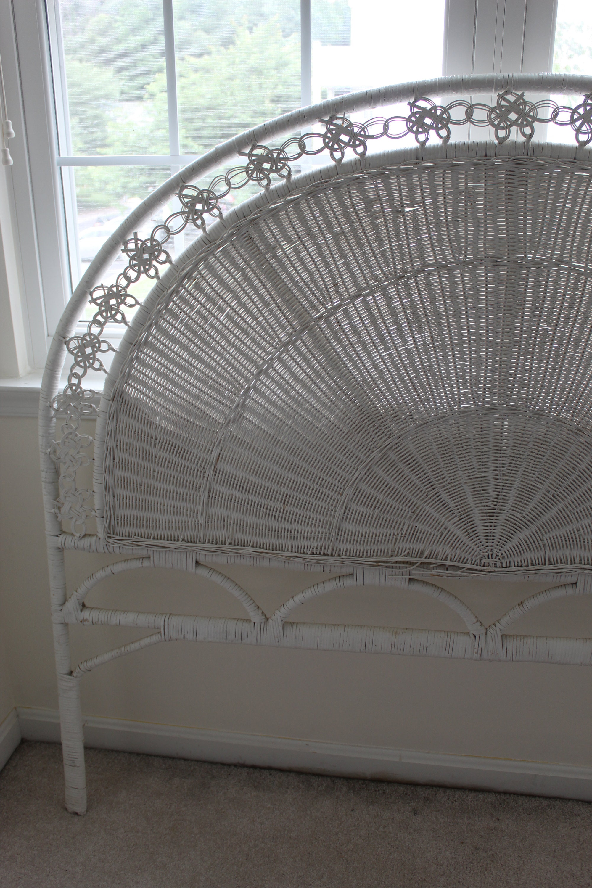 White Wicker Headboard Fits Queen Full or Double Etsy